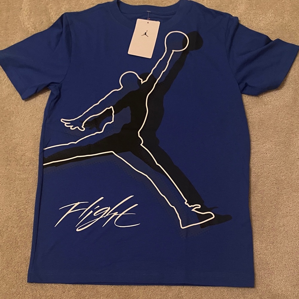 Jordan Blue Short-Sleeve Flight Tee with Black Jumpman Graphic
